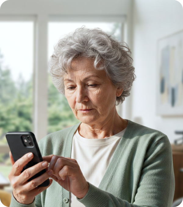 Clinician reviewing patient data on a phone